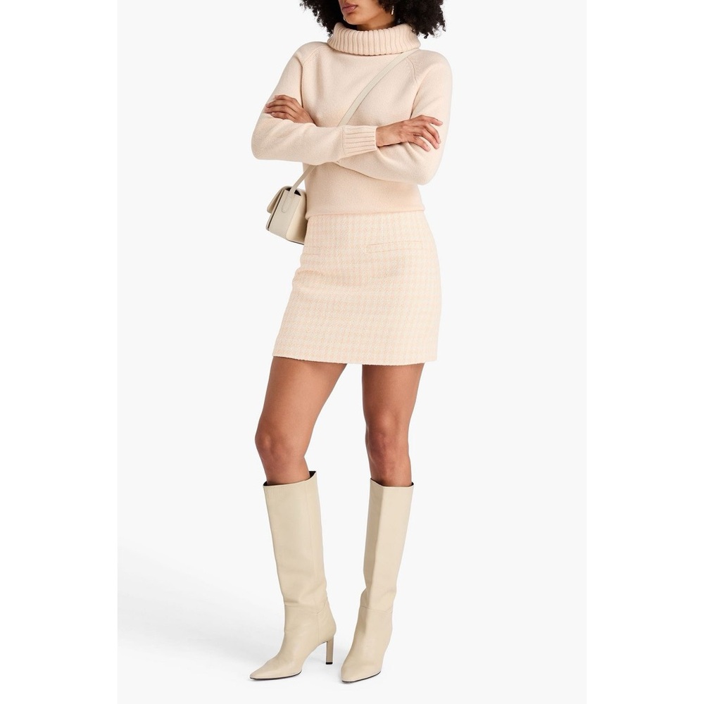 Anine Bing Vanessa Houndstooth Boucle-Tweed Mini Skirt in Blush Size 28‎